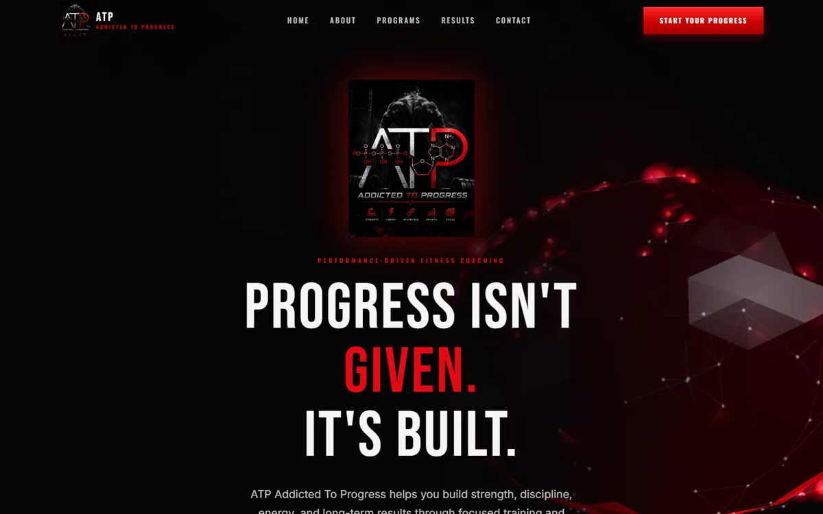 ATP Addicted To Progress fitness website homepage