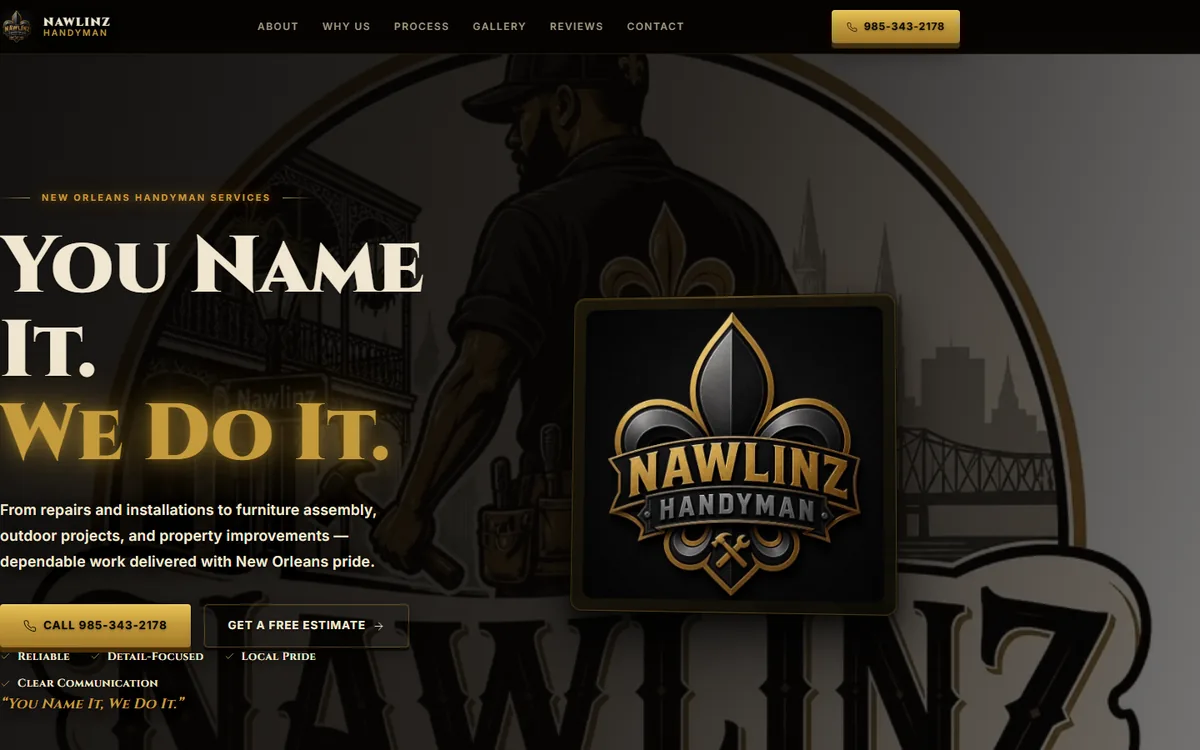 Nawlinz Handyman New Orleans website homepage